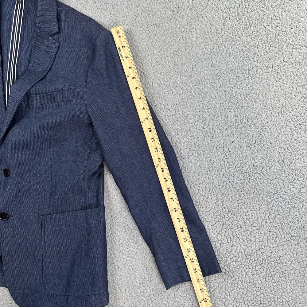 Banana Republic Blazer 40R Blue Slim Fit Wool Linen Unstructured Stretch